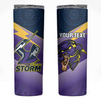 Personalised Storm Rugby 2024 Skinny Tumbler Mascot With Trophy Go Champions Aboriginal Art