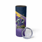 Personalised Storm Rugby 2024 Skinny Tumbler Mascot With Trophy Go Champions Aboriginal Art