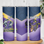 Personalised Storm Rugby 2024 Skinny Tumbler Mascot With Trophy Go Champions Aboriginal Art