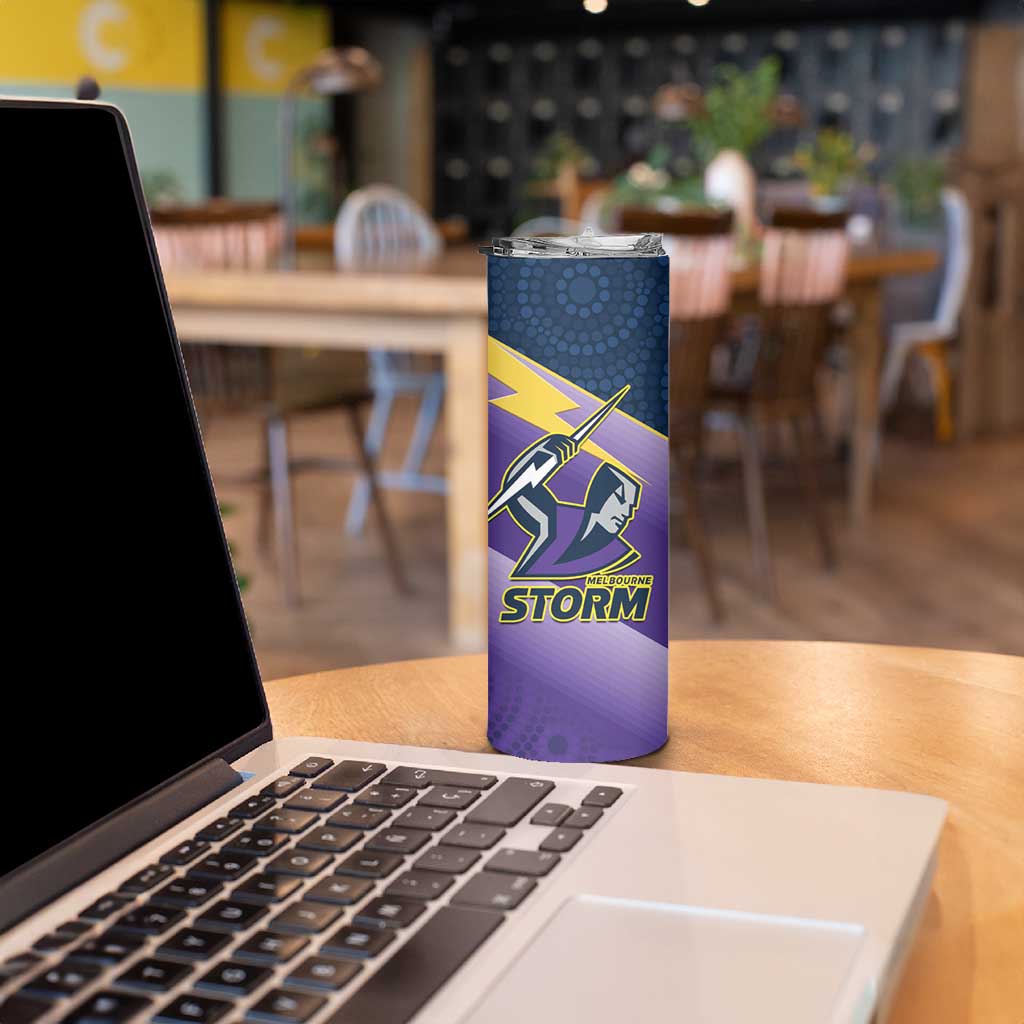 Personalised Storm Rugby 2024 Skinny Tumbler Mascot With Trophy Go Champions Aboriginal Art