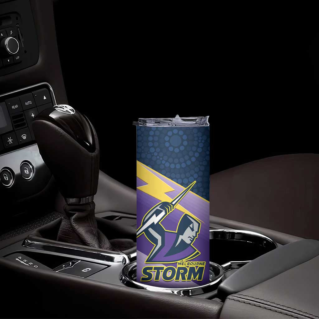 Personalised Storm Rugby 2024 Skinny Tumbler Mascot With Trophy Go Champions Aboriginal Art