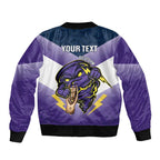 Personalised Storm Rugby 2024 Sleeve Zip Bomber Jacket Mascot With Trophy Go Champions Aboriginal Art