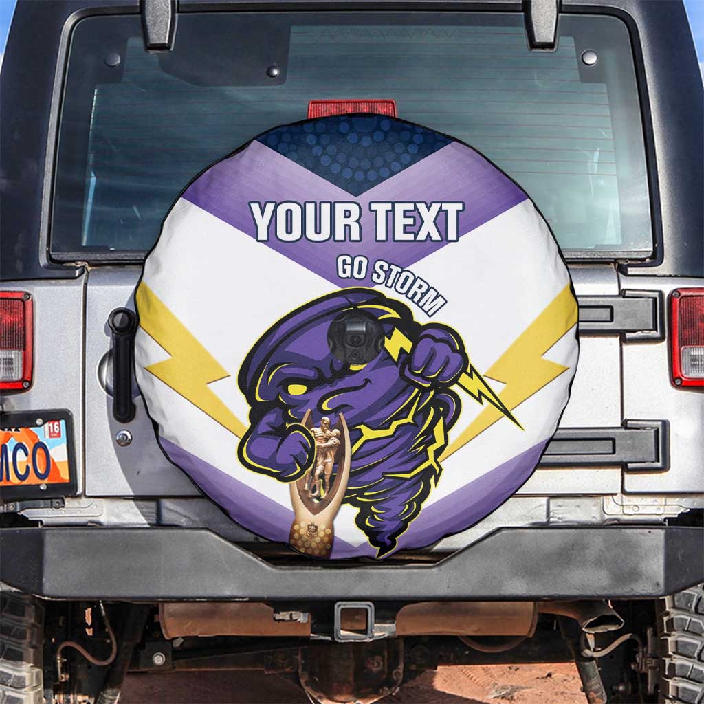 Personalised Storm Rugby 2024 Spare Tire Cover Mascot With Trophy Go Champions Aboriginal Art