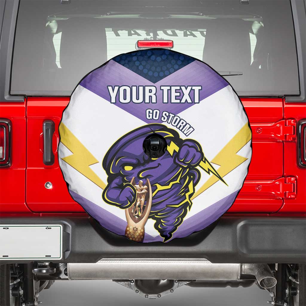 Personalised Storm Rugby 2024 Spare Tire Cover Mascot With Trophy Go Champions Aboriginal Art
