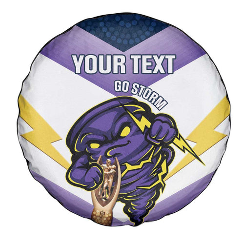 Personalised Storm Rugby 2024 Spare Tire Cover Mascot With Trophy Go Champions Aboriginal Art