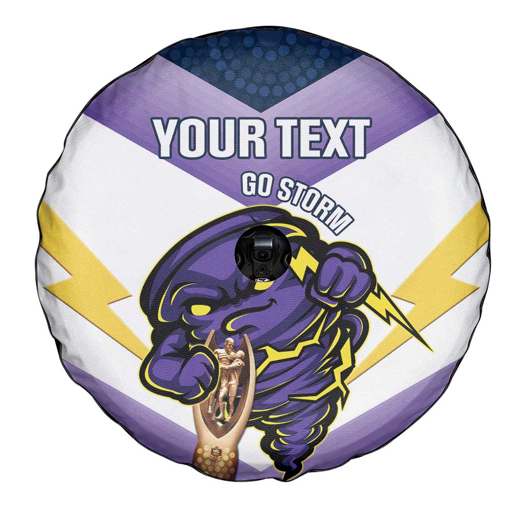 Personalised Storm Rugby 2024 Spare Tire Cover Mascot With Trophy Go Champions Aboriginal Art