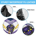 Personalised Storm Rugby 2024 Spare Tire Cover Mascot With Trophy Go Champions Aboriginal Art