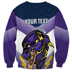 Personalised Storm Rugby 2024 Sweatshirt Mascot With Trophy Go Champions Aboriginal Art