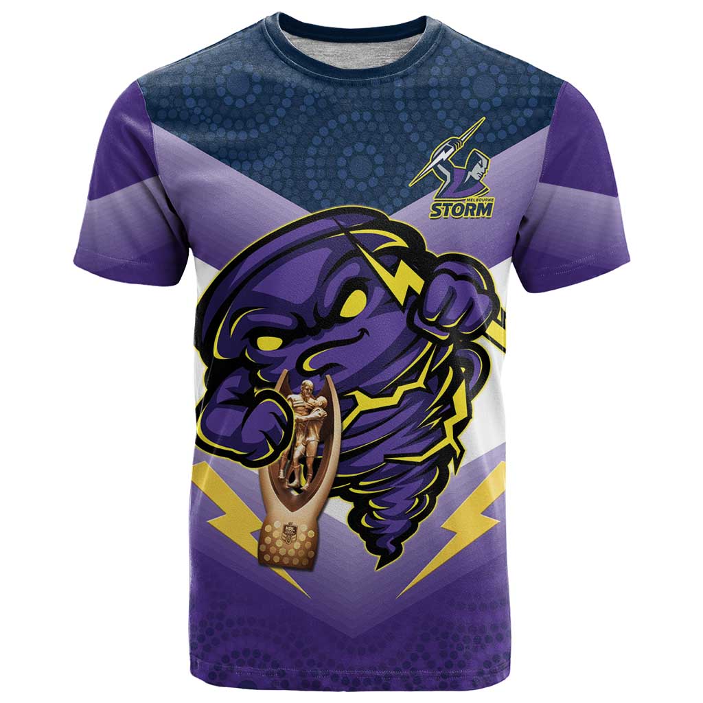 Personalised Storm Rugby 2024 T Shirt Mascot With Trophy Go Champions Aboriginal Art