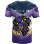 Personalised Storm Rugby 2024 T Shirt Mascot With Trophy Go Champions Aboriginal Art