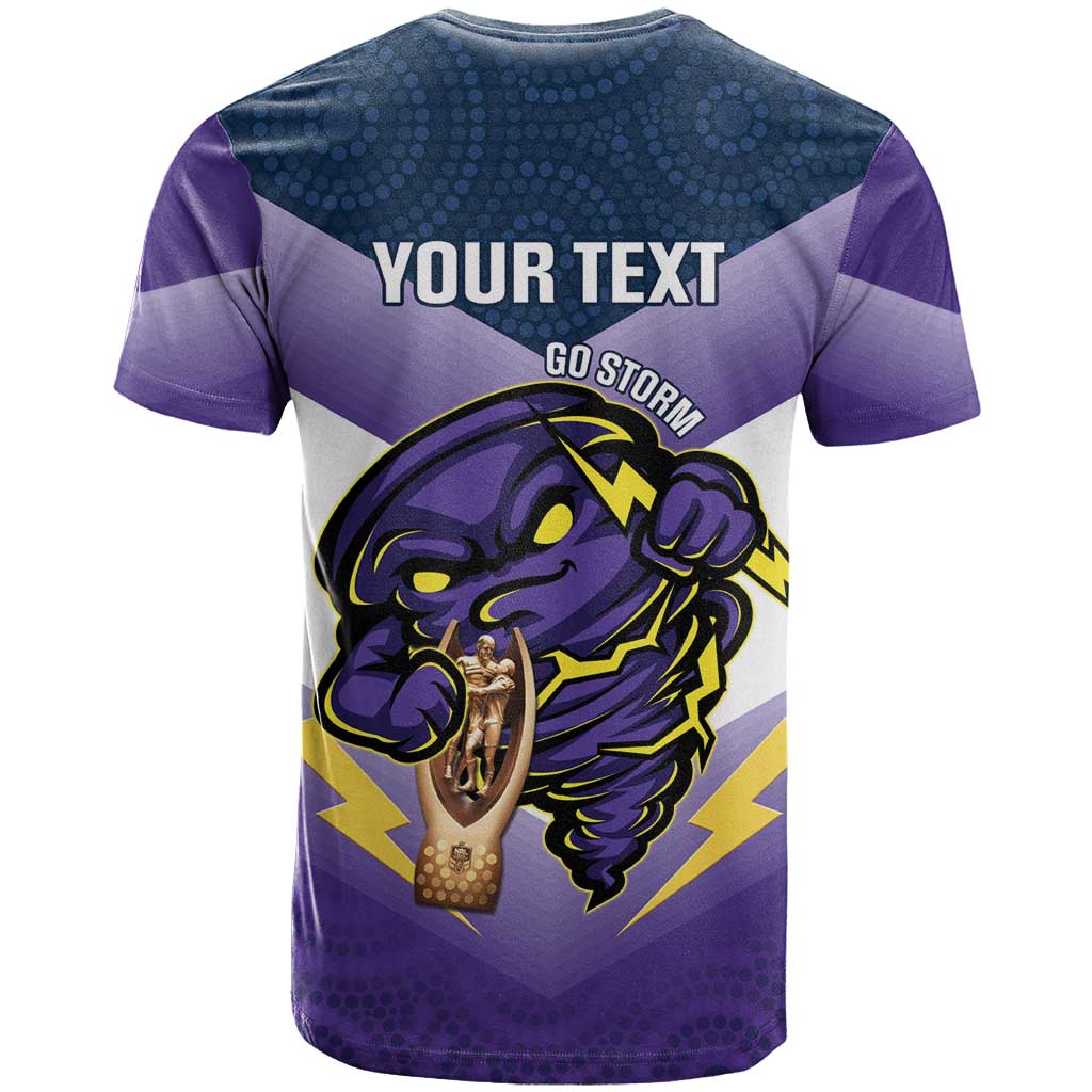 Personalised Storm Rugby 2024 T Shirt Mascot With Trophy Go Champions Aboriginal Art