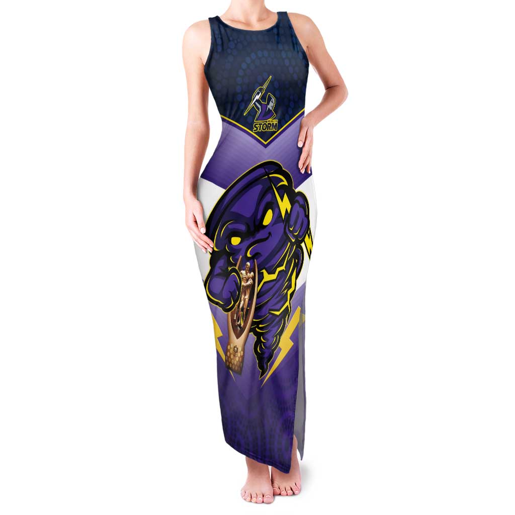 Personalised Storm Rugby 2024 Tank Maxi Dress Mascot With Trophy Go Champions Aboriginal Art