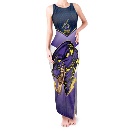 Personalised Storm Rugby 2024 Tank Maxi Dress Mascot With Trophy Go Champions Aboriginal Art