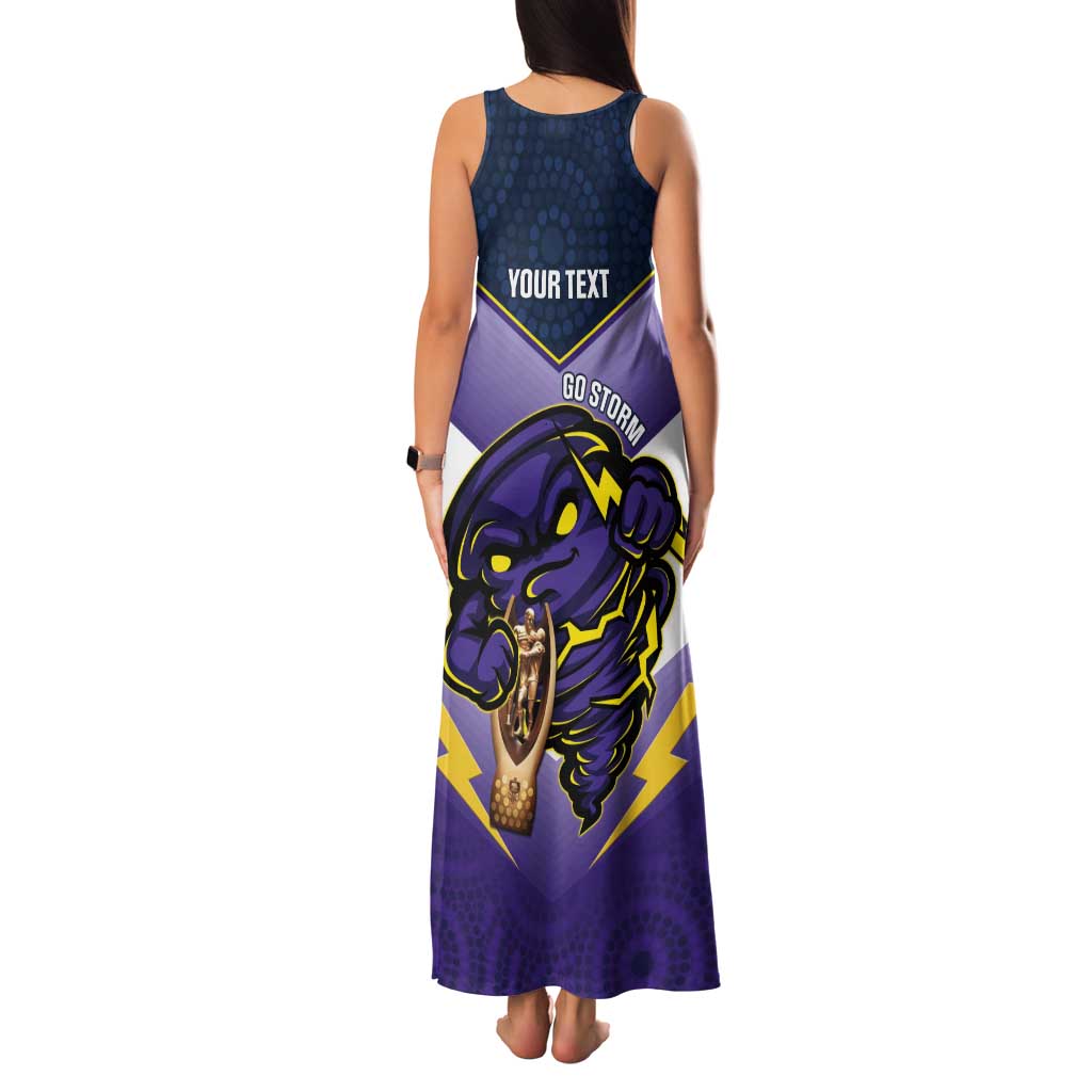 Personalised Storm Rugby 2024 Tank Maxi Dress Mascot With Trophy Go Champions Aboriginal Art