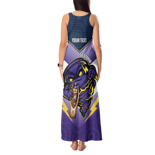 Personalised Storm Rugby 2024 Tank Maxi Dress Mascot With Trophy Go Champions Aboriginal Art