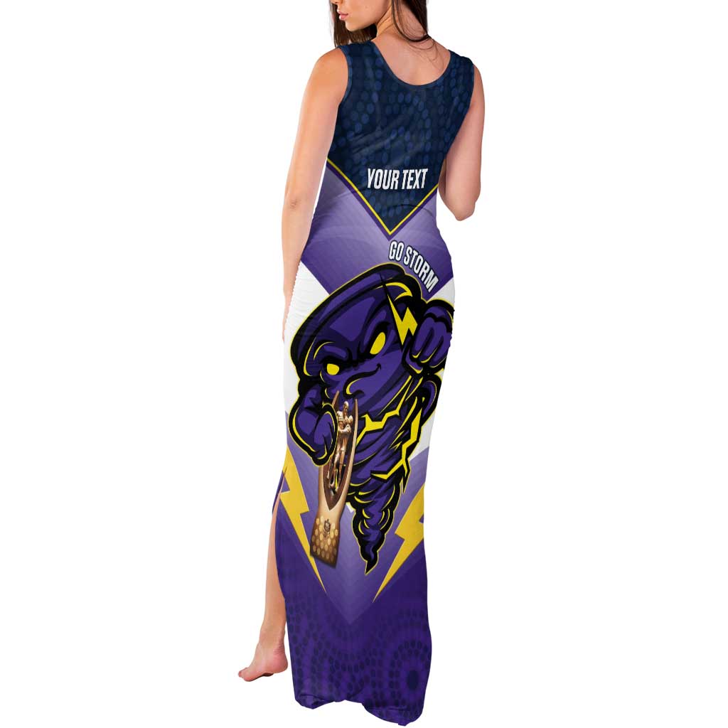 Personalised Storm Rugby 2024 Tank Maxi Dress Mascot With Trophy Go Champions Aboriginal Art