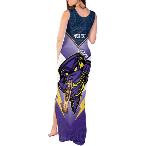 Personalised Storm Rugby 2024 Tank Maxi Dress Mascot With Trophy Go Champions Aboriginal Art