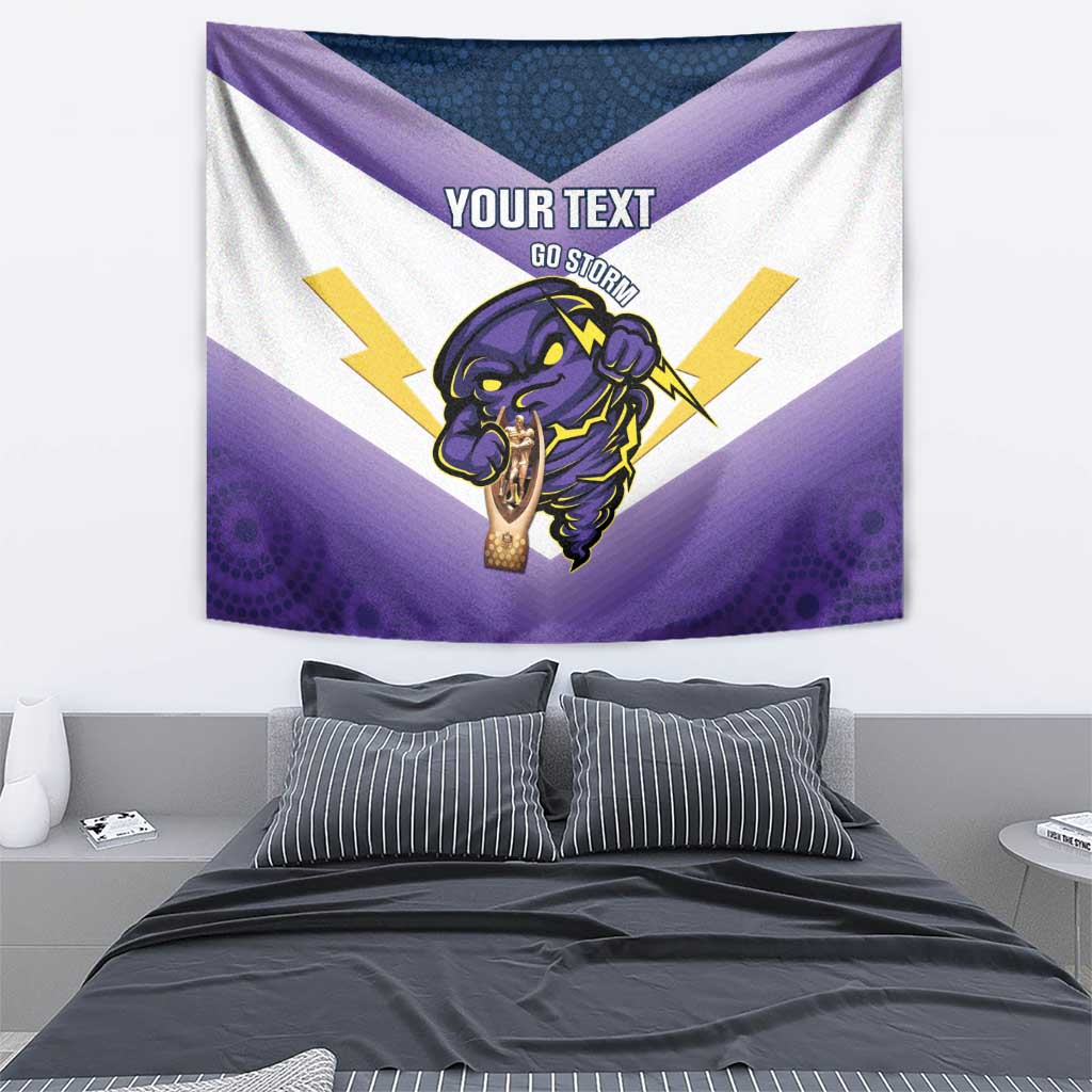 Personalised Storm Rugby 2024 Tapestry Mascot With Trophy Go Champions Aboriginal Art