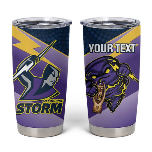 Personalised Storm Rugby 2024 Tumbler Cup Mascot With Trophy Go Champions Aboriginal Art