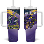 Personalised Storm Rugby 2024 Tumbler With Handle Mascot With Trophy Go Champions Aboriginal Art