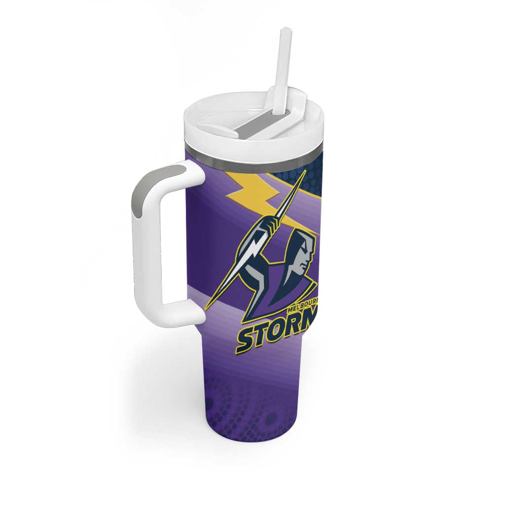 Personalised Storm Rugby 2024 Tumbler With Handle Mascot With Trophy Go Champions Aboriginal Art