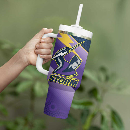 Personalised Storm Rugby 2024 Tumbler With Handle Mascot With Trophy Go Champions Aboriginal Art