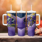 Personalised Storm Rugby 2024 Tumbler With Handle Mascot With Trophy Go Champions Aboriginal Art