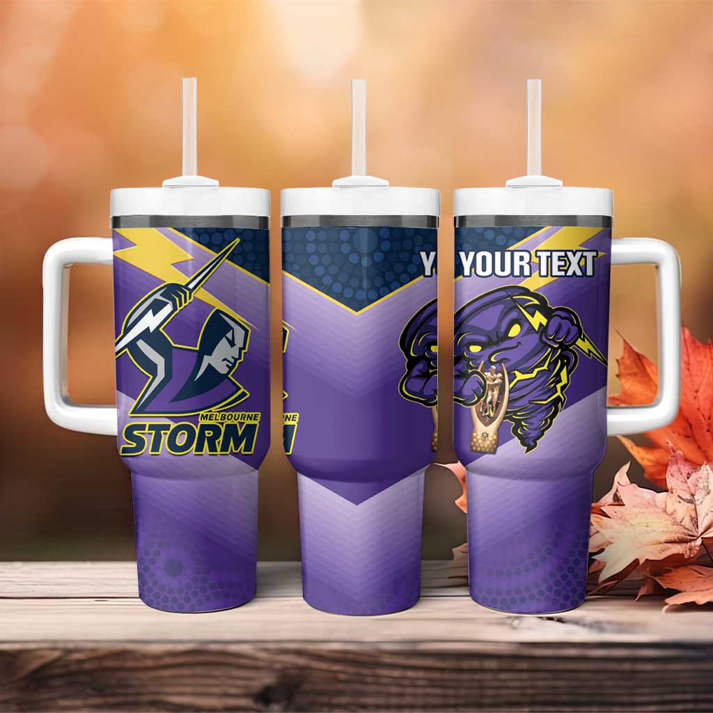 Personalised Storm Rugby 2024 Tumbler With Handle Mascot With Trophy Go Champions Aboriginal Art