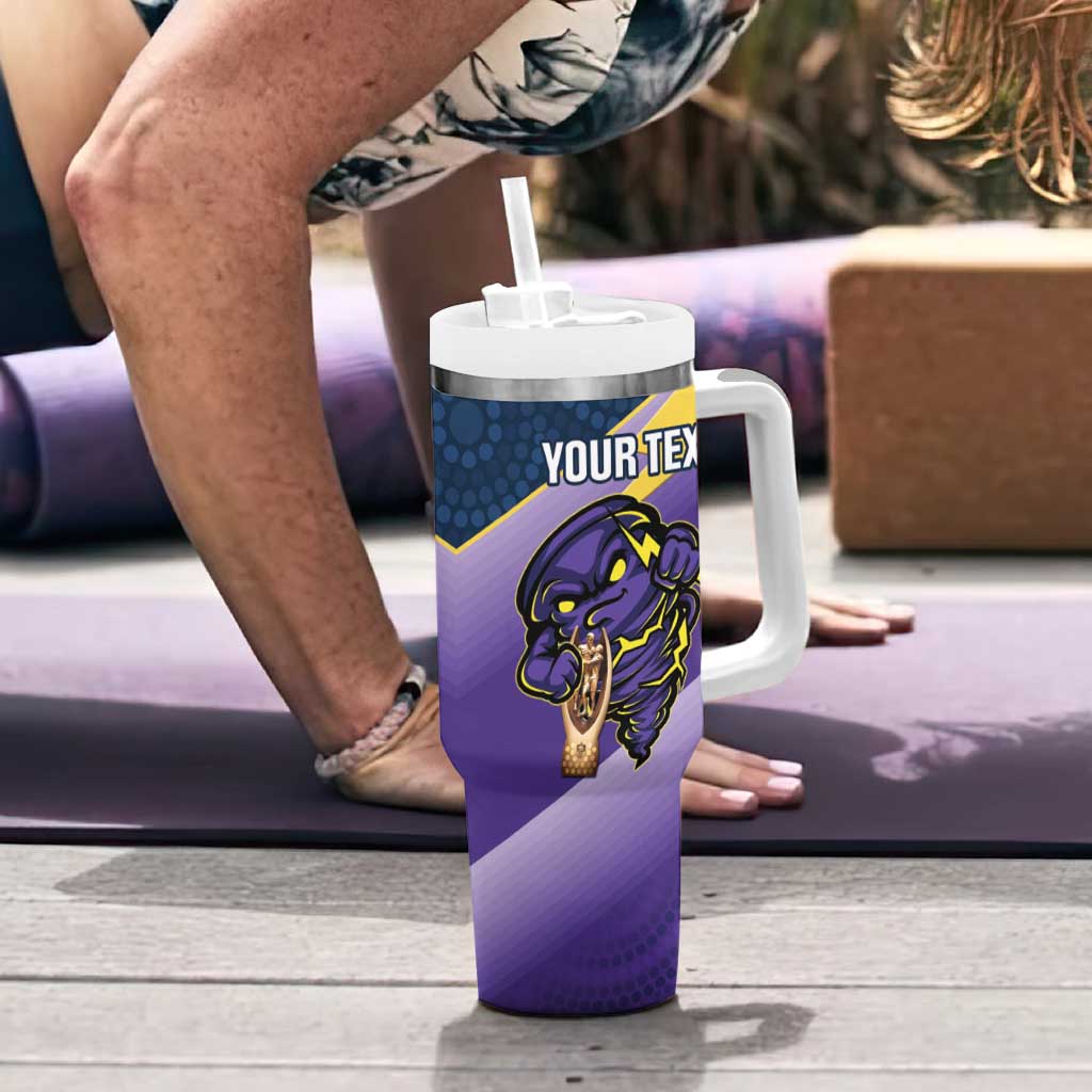 Personalised Storm Rugby 2024 Tumbler With Handle Mascot With Trophy Go Champions Aboriginal Art