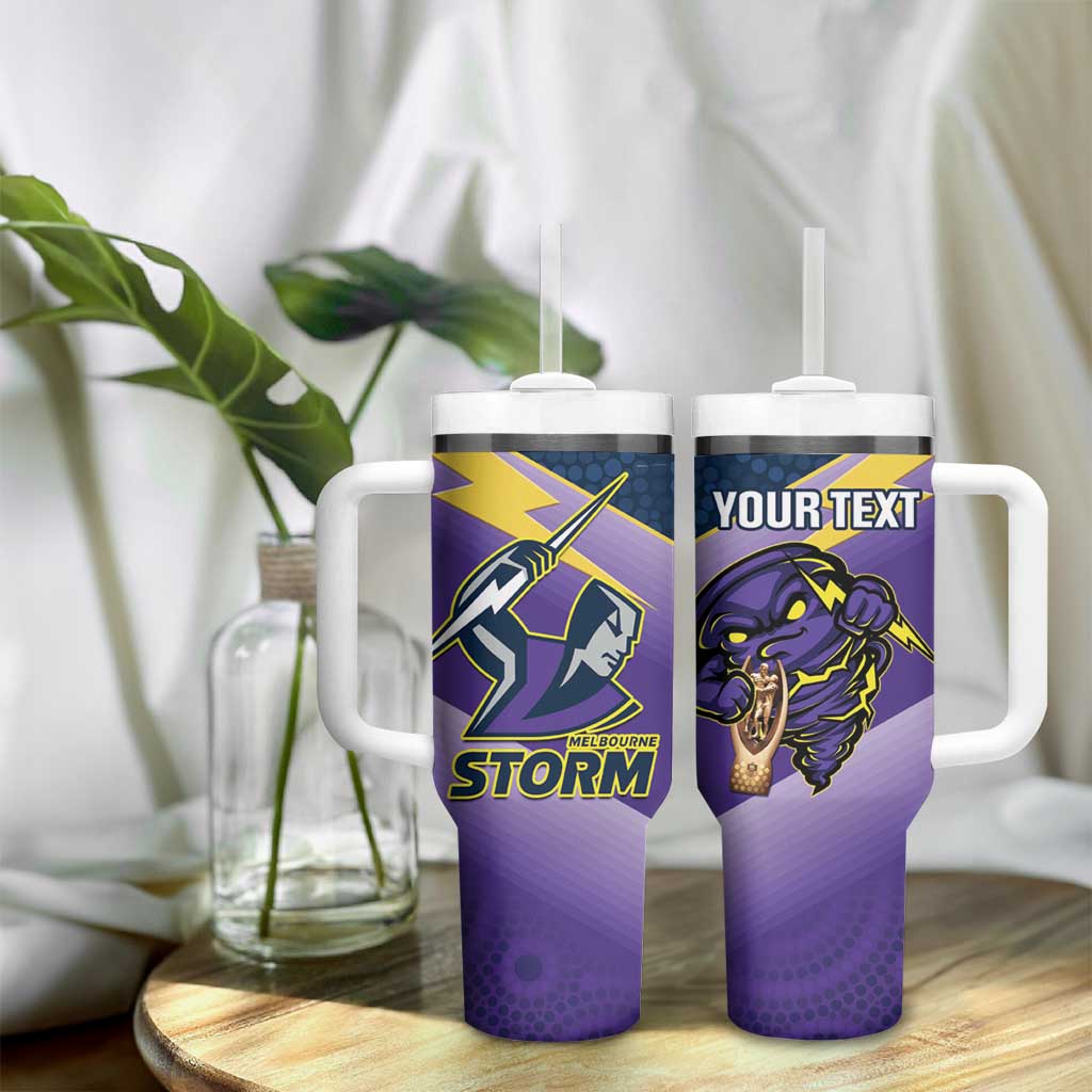 Personalised Storm Rugby 2024 Tumbler With Handle Mascot With Trophy Go Champions Aboriginal Art