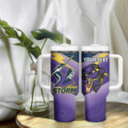 Personalised Storm Rugby 2024 Tumbler With Handle Mascot With Trophy Go Champions Aboriginal Art