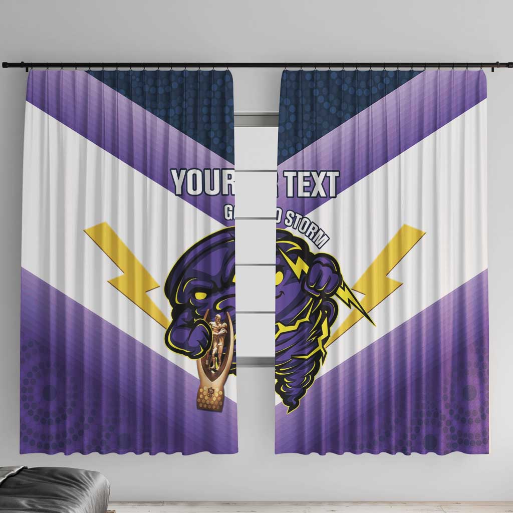 Personalised Storm Rugby 2024 Window Curtain Mascot With Trophy Go Champions Aboriginal Art