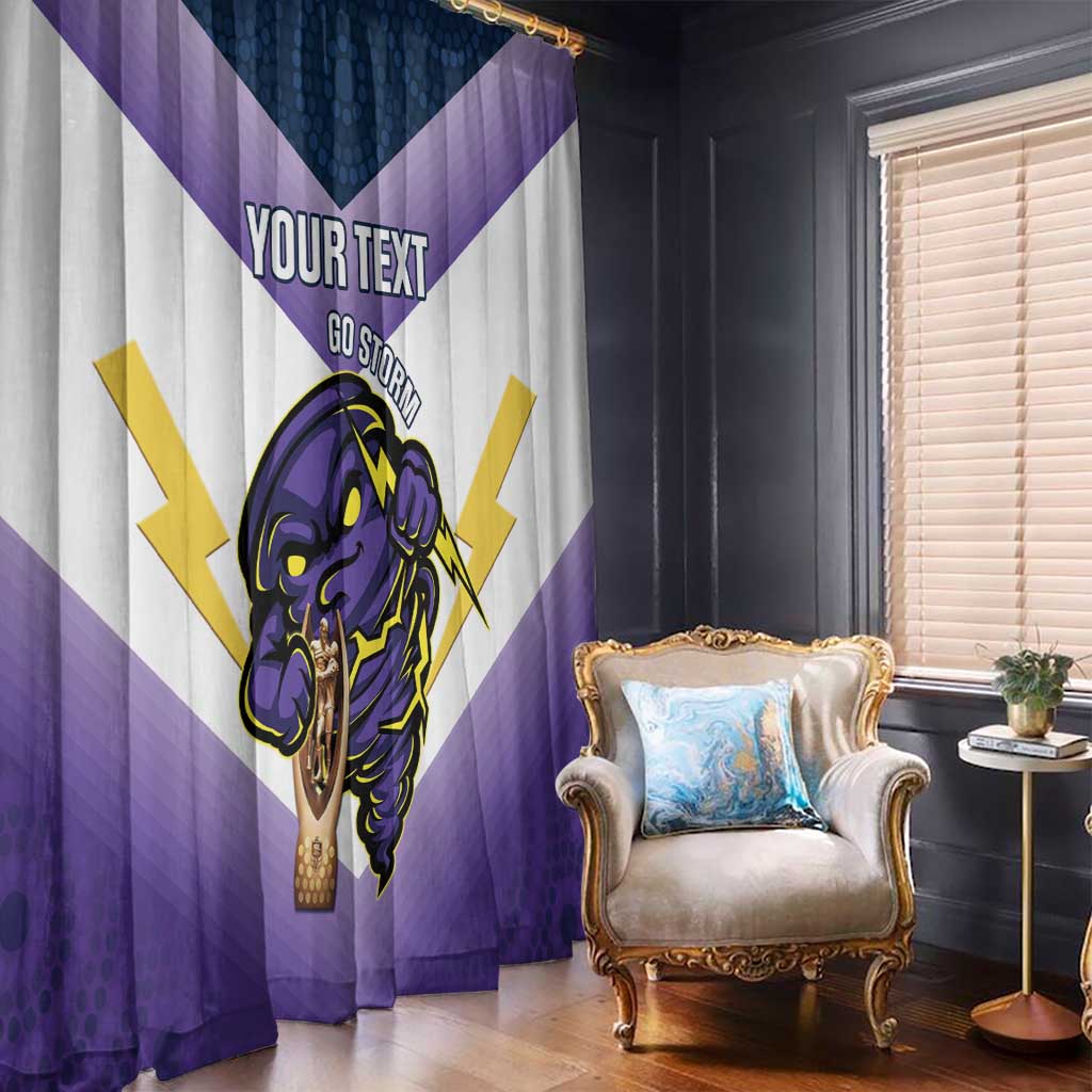 Personalised Storm Rugby 2024 Window Curtain Mascot With Trophy Go Champions Aboriginal Art