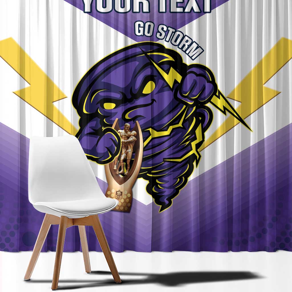 Personalised Storm Rugby 2024 Window Curtain Mascot With Trophy Go Champions Aboriginal Art