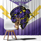 Personalised Storm Rugby 2024 Window Curtain Mascot With Trophy Go Champions Aboriginal Art