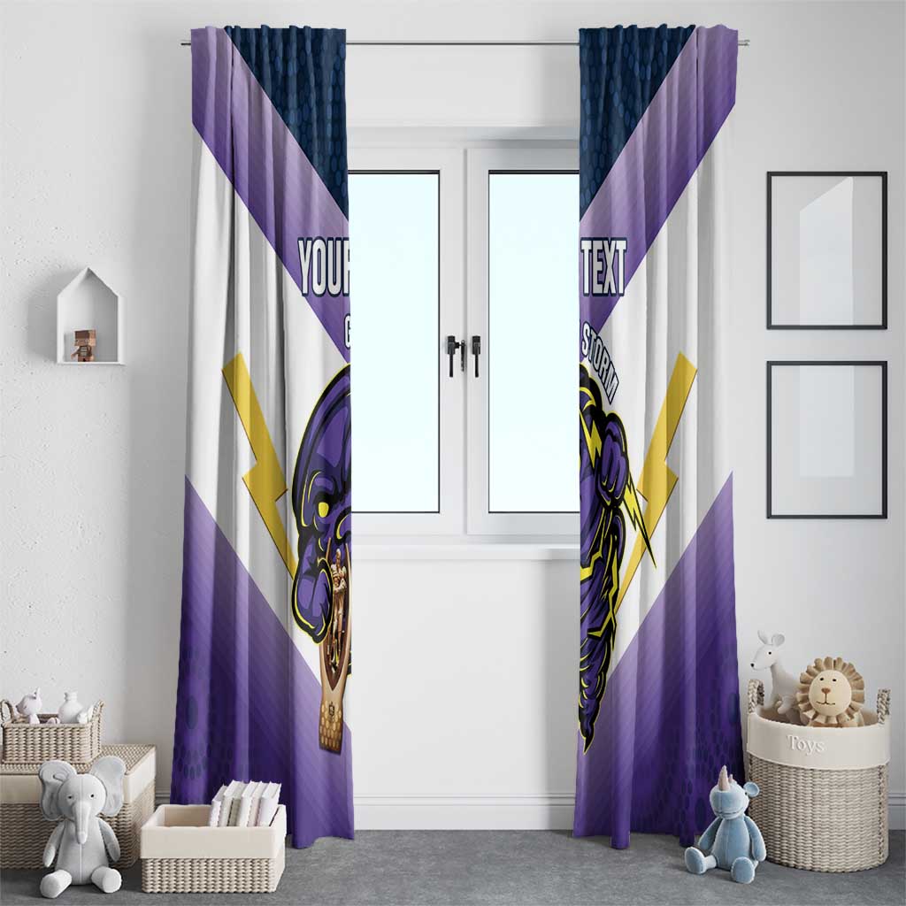 Personalised Storm Rugby 2024 Window Curtain Mascot With Trophy Go Champions Aboriginal Art