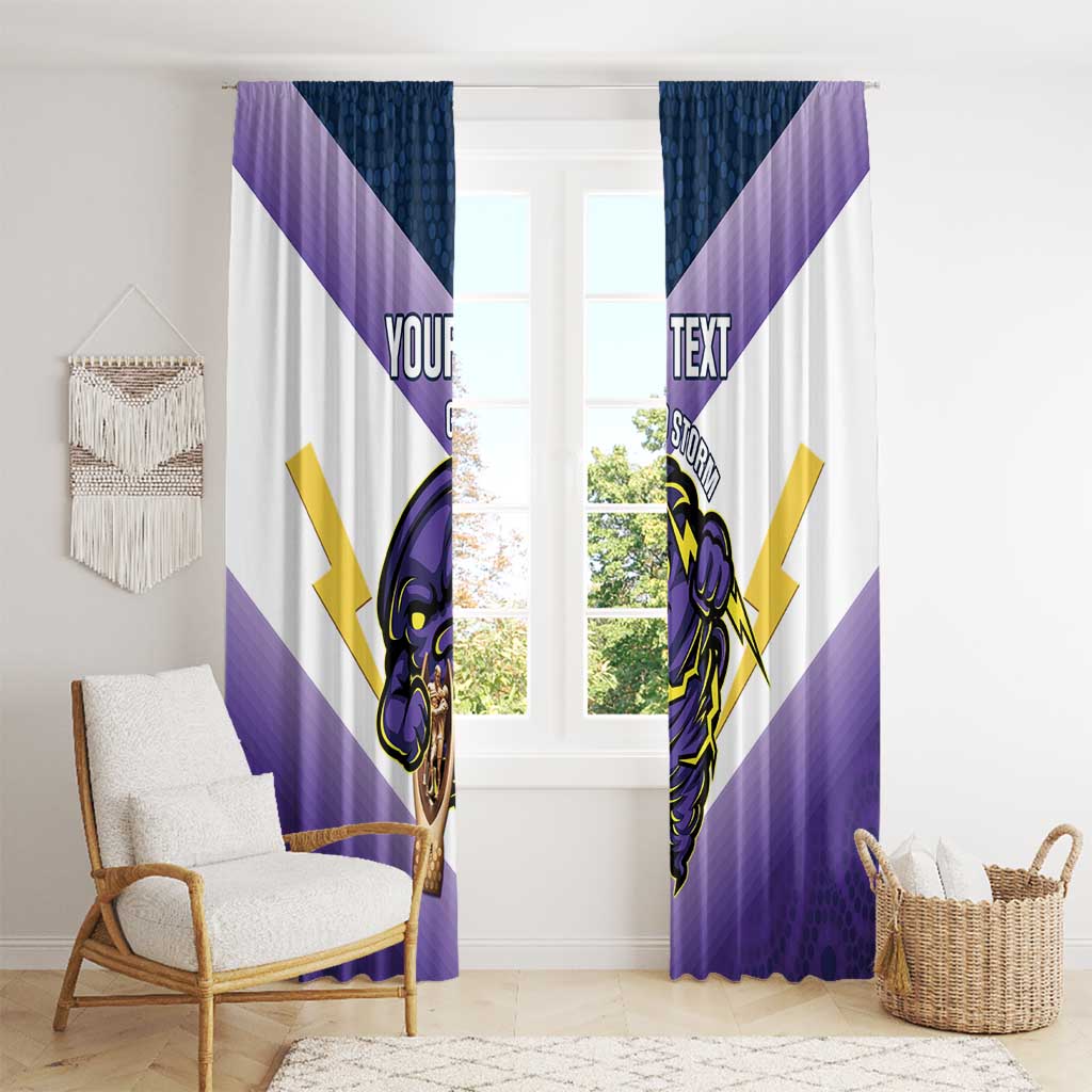 Personalised Storm Rugby 2024 Window Curtain Mascot With Trophy Go Champions Aboriginal Art