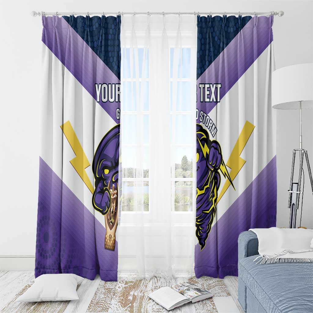 Personalised Storm Rugby 2024 Window Curtain Mascot With Trophy Go Champions Aboriginal Art