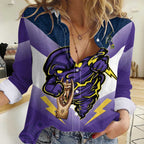 Personalised Storm Rugby 2024 Women Casual Shirt Mascot With Trophy Go Champions Aboriginal Art