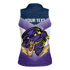 Personalised Storm Rugby 2024 Women Sleeveless Polo Shirt Mascot With Trophy Go Champions Aboriginal Art