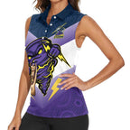 Personalised Storm Rugby 2024 Women Sleeveless Polo Shirt Mascot With Trophy Go Champions Aboriginal Art