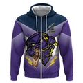 Personalised Storm Rugby 2024 Zip Hoodie Mascot With Trophy Go Champions Aboriginal Art