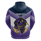 Personalised Storm Rugby 2024 Zip Hoodie Mascot With Trophy Go Champions Aboriginal Art