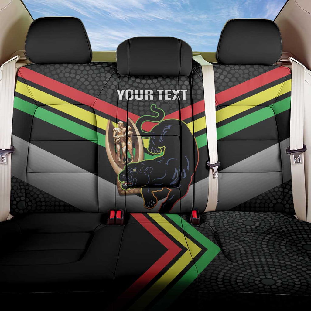 Personalised Panthers Rugby 2024 Back Car Seat Cover Mascot With Trophy Go Champions Aboriginal Art