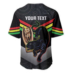 Personalised Panthers Rugby 2024 Baseball Jersey Mascot With Trophy Go Champions Aboriginal Art