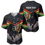 Personalised Panthers Rugby 2024 Baseball Jersey Mascot With Trophy Go Champions Aboriginal Art