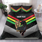 Personalised Panthers Rugby 2024 Bedding Set Mascot With Trophy Go Champions Aboriginal Art