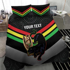 Personalised Panthers Rugby 2024 Bedding Set Mascot With Trophy Go Champions Aboriginal Art