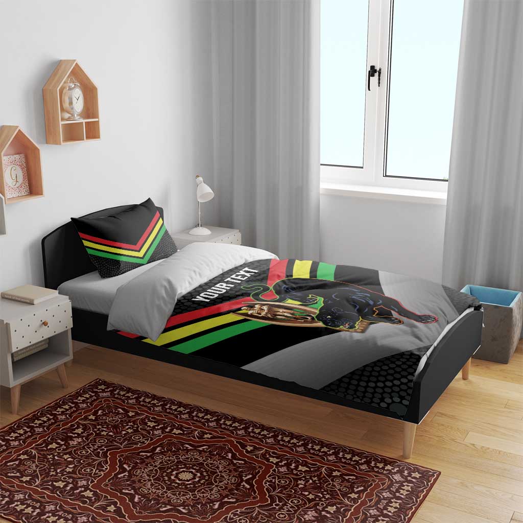 Personalised Panthers Rugby 2024 Bedding Set Mascot With Trophy Go Champions Aboriginal Art