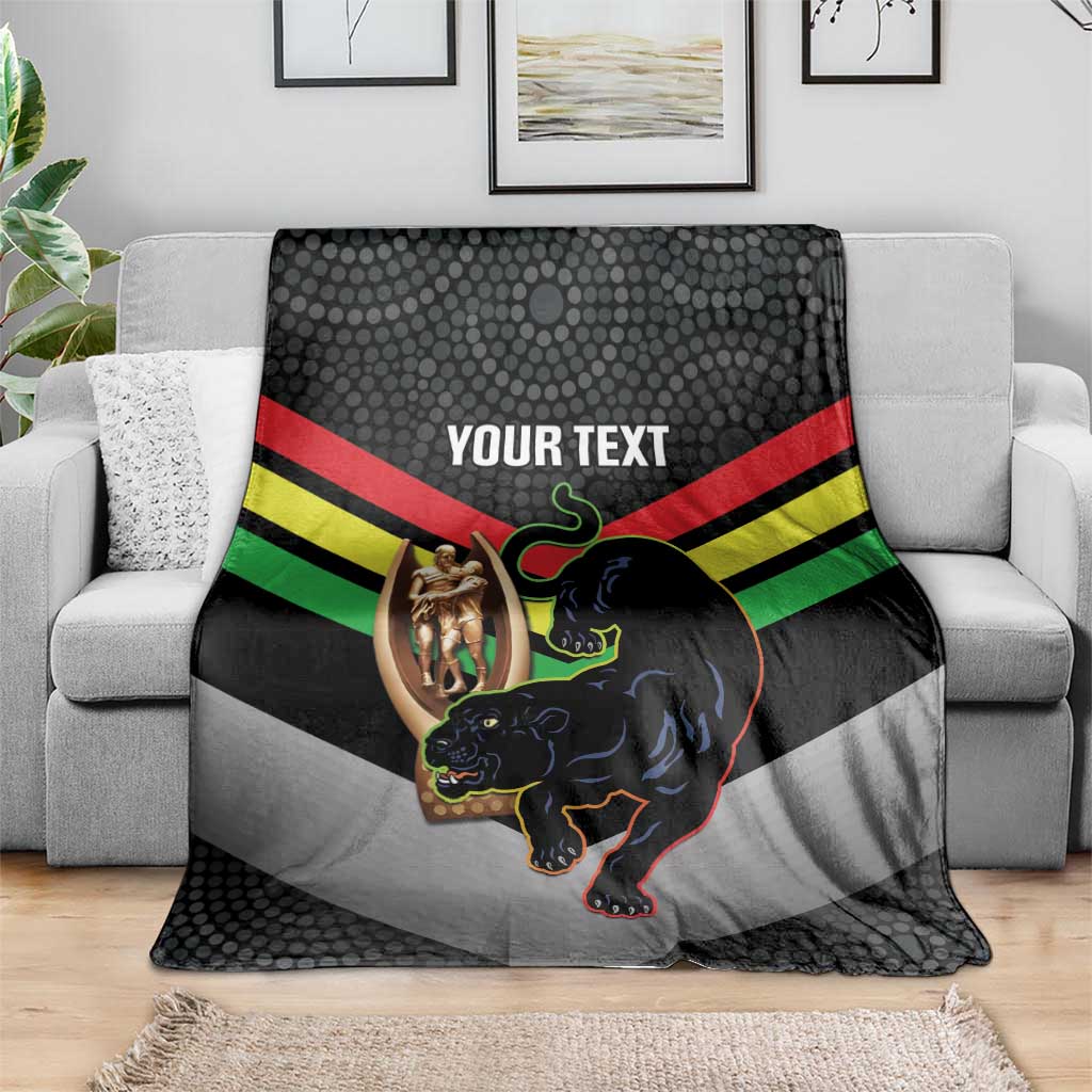 Personalised Panthers Rugby 2024 Blanket Mascot With Trophy Go Champions Aboriginal Art